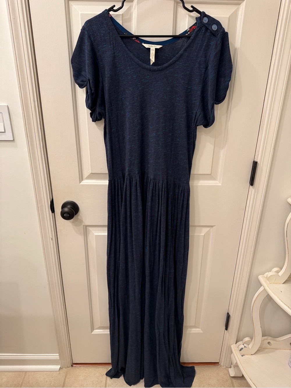 Matilda Jane Navy Short Sleeve Maxi Dress with Buttoned Shoulder